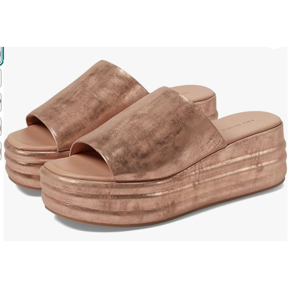 Free People Metallic Bronze Platform Sandals